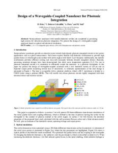 IM2A.3.pdf  Advanced Photonics Congress © OSA 2013 Design of a Waveguide-Coupled Nanolaser for Photonic Integration