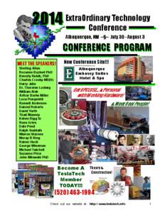 Technology 2014 ExtraOrdinary Conference Albuquerque, NM --§-- July 30 - August 3  CONFERENCE PROGRAM