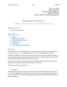 Directions for ISO C++  DWG P0939r0
