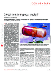 c o m m e n ta r y  Global health or global wealth? Rahim Rezaie & Peter A Singer  H