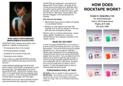 ROCKTAPE has developed a new protocol for taping called “Power Taping”. By taping all the muscle groups associated with a particular sport, we create a sports specific bio-kinetic chain. For example, with cyclists, w