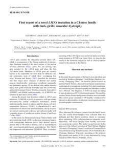 c Indian Academy of Sciences  RESEARCH NOTE  First report of a novel LMNA mutation in a Chinese family