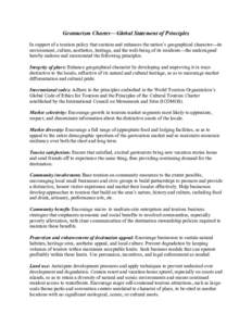 Geotourism Charter—Global Statement of Principles