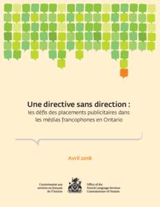 Une directive sans direction : les défis des placements publicitaires dans les médias francophones en Ontario Avril 2018