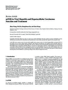 mTOR in Viral Hepatitis and Hepatocellular Carcinoma: Function and Treatment