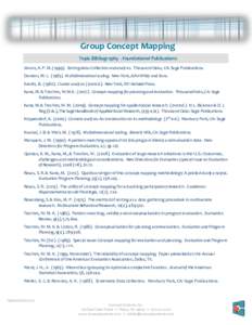 Group Concept Mapping Topic Bibliography - Foundational Publications Coxon, A. P. MSorting data: Collection and analysis. Thousand Oaks, CA: Sage Publications. Davison, M. LMultidimensional scaling. N