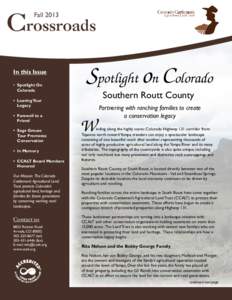 Crossroads Fall 2013 In this Issue • Spotlight On 		 Colorado