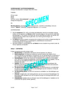 SPECIMEN STEMRA Achtergrondmuziekcontract Analoge geluidsbanden, CD, MiniDisc