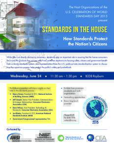 The Host Organizations of the U.S. CELEBRATION OF WORLD STANDARDS DAY 2015 present  Standards in the House