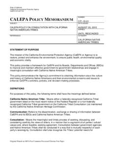 2015 Tribal Policy for the California Environmental Protection Agency