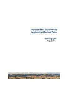 Independent Biodiversity Legislation Review Panel Issues paper