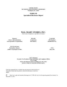 UNITED STATES SECURITIES AND EXCHANGE COMMISSION Washington, D.CFORM SD Specialized Disclosure Report