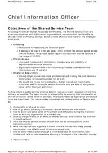 Shared Services – Introduction  Seite 1 von 1 Chief Information Officer Objectives of the Shared Service Team