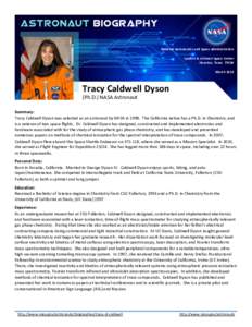 National Aeronautics and Space Administration Lyndon B. Johnson Space Center Houston, TexasMarchTracy Caldwell Dyson