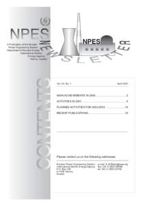 NPES  A Publication of the Nuclear Power Engineering Section Department of Nuclear Energy International Atomic