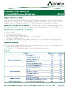 Specialty Glass Products Technical Reference Document