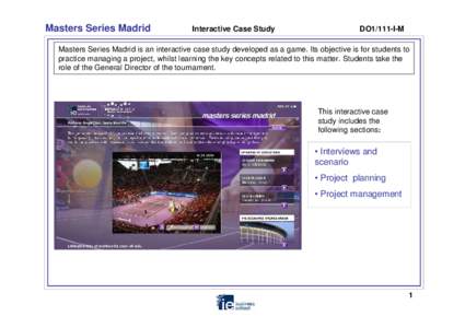 Masters Series Madrid  Interactive Case Study DO1/111-I-M
