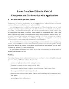 Letter from New Editor in Chief of Computers and Mathematics with Applications 1 New Aims and Scope of the Journal