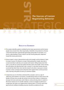 STR  The Sources of Iranian Negotiating Behavior  STRATEGIC