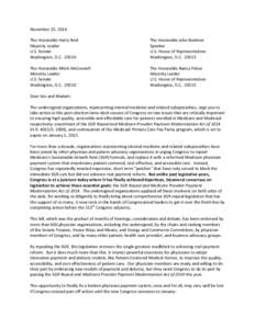 Joint Letter from IM and Subspecialty Societies to Congressional Leadership on Lame Duck Priorities