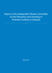 Report of the Independent Review Committee for the Prevention and Handling of Potential Conflicts of Interests