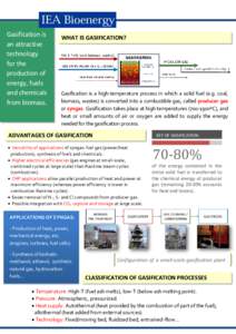 Gasification is an attractive technology for the production of energy, fuels