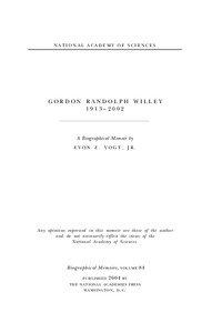 NATIONAL ACADEMY OF SCIENCES  GORDON RANDOLPH WILLEY