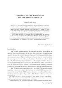 CONFORMAL BLOCKS, FUSION RULES AND THE VERLINDE FORMULA
