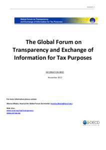 ANNEXES – 1  The Global Forum on Transparency and Exchange of Information for Tax Purposes INFORMATION BRIEF