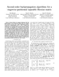 Second-order backpropagation algorithms for a stagewise-partitioned separable Hessian matrix Eiji Mizutani Stuart E. Dreyfus