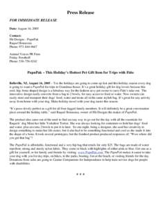 Microsoft Word - Press Release for PupnPak as Holiday Gift Idea 3.doc