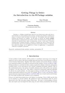 Getting Things in Order: An Introduction to the R Package seriation Michael Hahsler Kurt Hornik