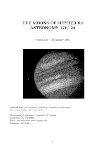 THE MOONS OF JUPITER for ASTRONOMY[removed]Version 2.6 − 31 January, 2003