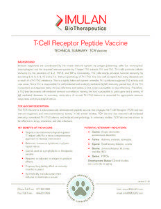 T-Cell Receptor Peptide Vaccine TECHNICAL SUMMARY: TCR Vaccine