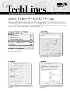 TechLines Technical Information Sheet Revised: November 3, 2009  Acrobat Distiller 9 Adobe PDF Settings