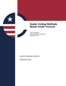 Easier Voting Methods Boost Youth Turnout Mary Fitzgerald James Madison University 