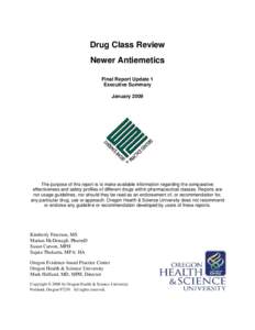 Drug Class Review Newer Antiemetics Final Report Update 1 Executive Summary January 2009