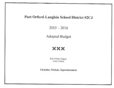 Port orford-Langlois School District #zCJAdopted Budget