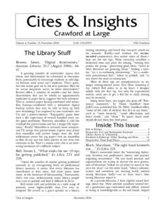 Cites & Insights Crawford at Large Volume 4, Number 13: NovemberISSN