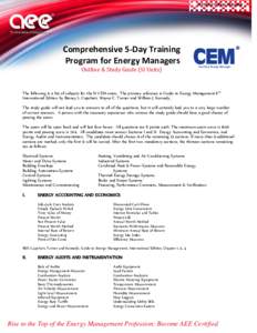 INTERNATIONAL VERSION   Comprehensive 5‐Day Training   Program for Energy Managers  Outline	&	Study	Guide	(SI	Units)