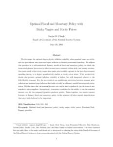 Optimal Fiscal and Monetary Policy with Sticky Wages and Sticky Prices