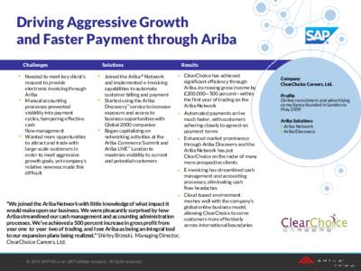 Driving Aggressive Growth and Faster Payment through Ariba Challenges •