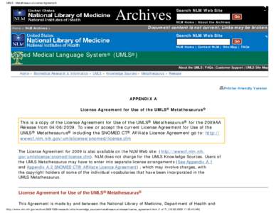UMLS - Metathesaurus License Agreement Appendix