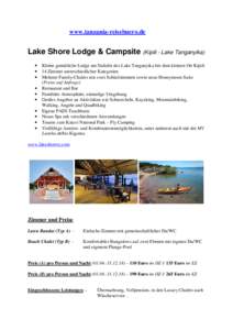 www.tanzania-reisebuero.de  Lake Shore Lodge & Campsite (Kipili - Lake Tanganyika) • • •
