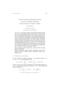 235  Documenta Math. Laplace Transform Representations and Paley–Wiener Theorems
