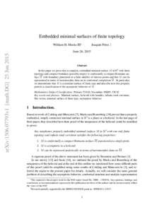 Embedded minimal surfaces of finite topology William H. Meeks III∗ Joaqu´ın P´erez †,  arXiv:1506.07793v1 [math.DG] 25 Jun 2015