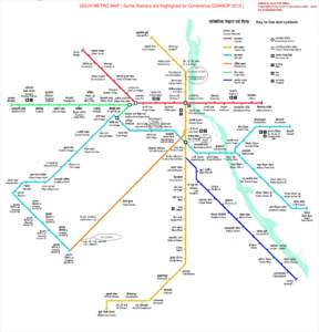 DELHI METRO MAP ( Some Stations are Highlighed for Conference CDAMOPDU University of Delhi Conference venue CDAMOP2015
