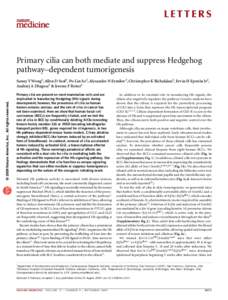letters  Primary cilia can both mediate and suppress Hedgehog pathway–dependent tumorigenesis  © 2009 Nature America, Inc. All rights reserved.