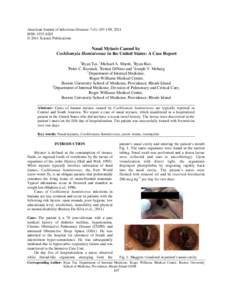 American Journal of Infectious Diseases 7 (4): , 2011 ISSN © 2011 Science Publications Nasal Myiasis Caused by Cochliomyia Hominivorax in the United States: A Case Report