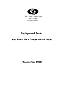 Background Paper: The Need for a Corporations Panel September 2002  Role of Chartered Secretaries Australia